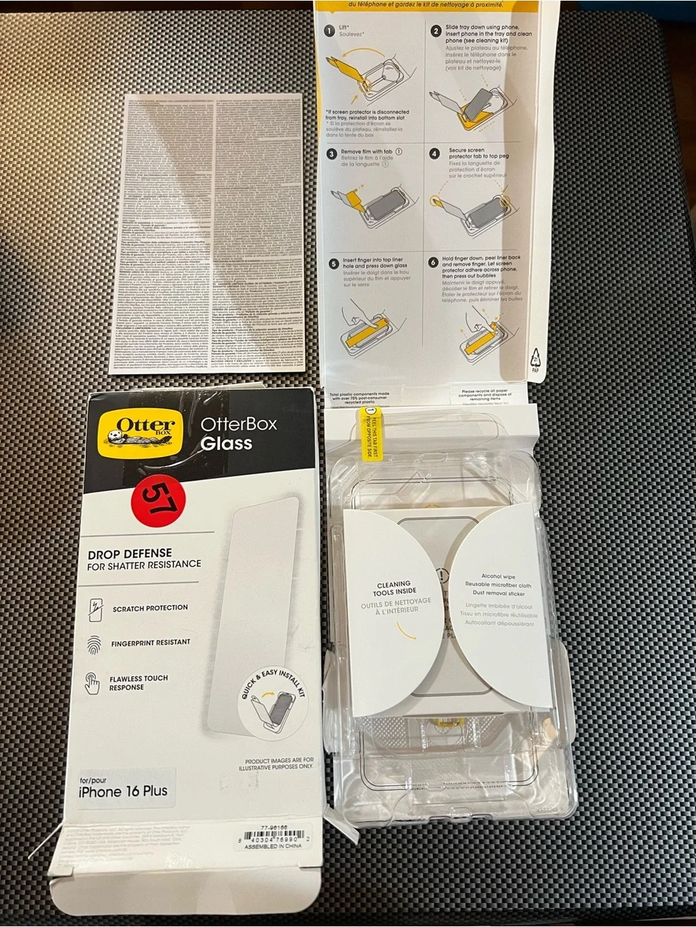 OtterBox Glass Screen Protector for iPhone 16 Plus - Clear, Yellow Pull Tab